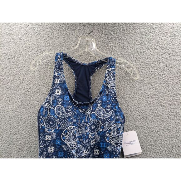 NWT Dolfin Aquashape Women's XS Santorini Racerback Tankini Top Navy Blue - Picture 2 of 12